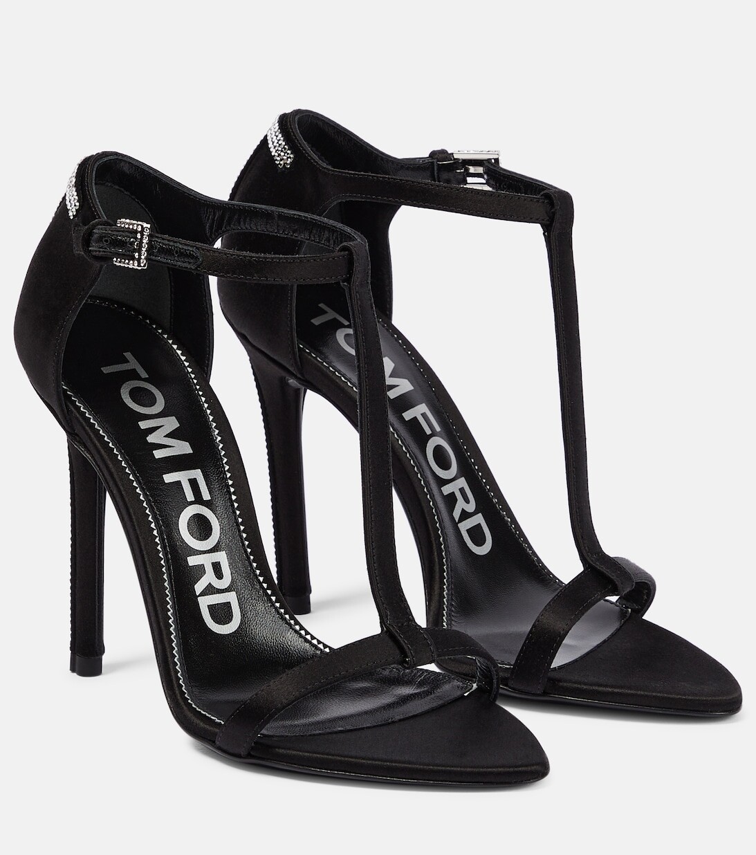 

Атласные сандалии T с кристаллами Tom Ford, черный