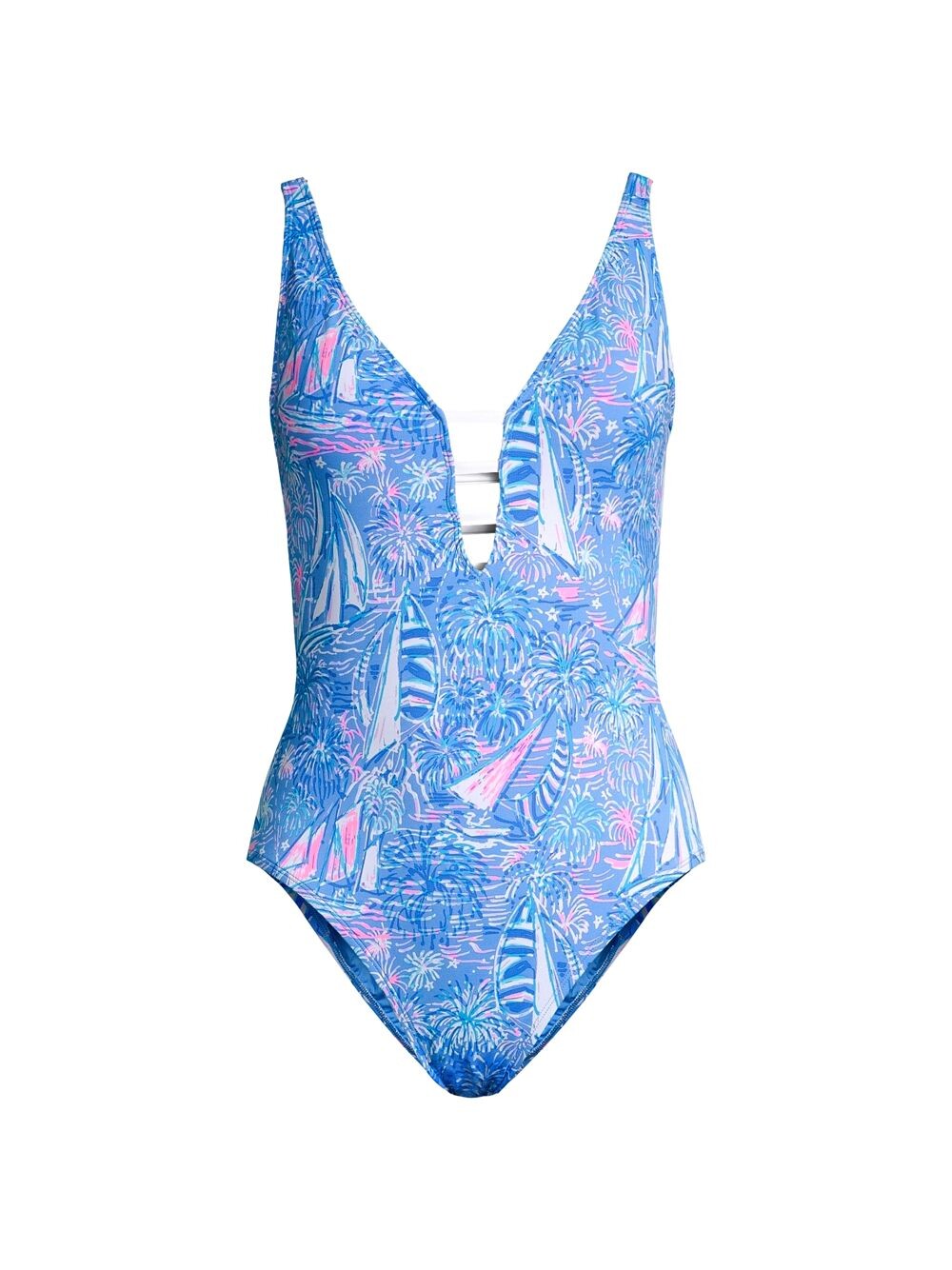 

Слитный купальник Jaspen с глубоким вырезом Lilly Pulitzer, синий