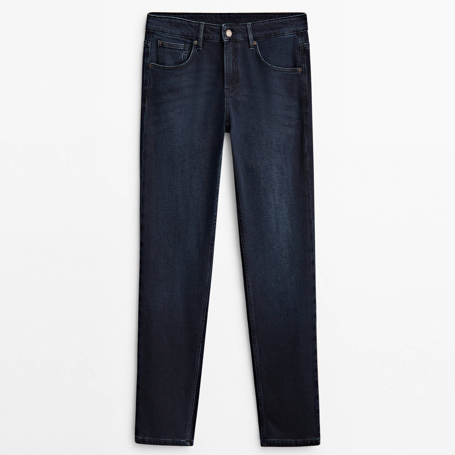 

Джинсы Massimo Dutti Mid-Waist Slim-Cropped-Fit, темно-синий