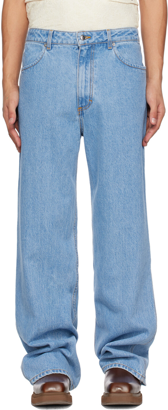 

Синие широкие джинсы Eckhaus Latta
