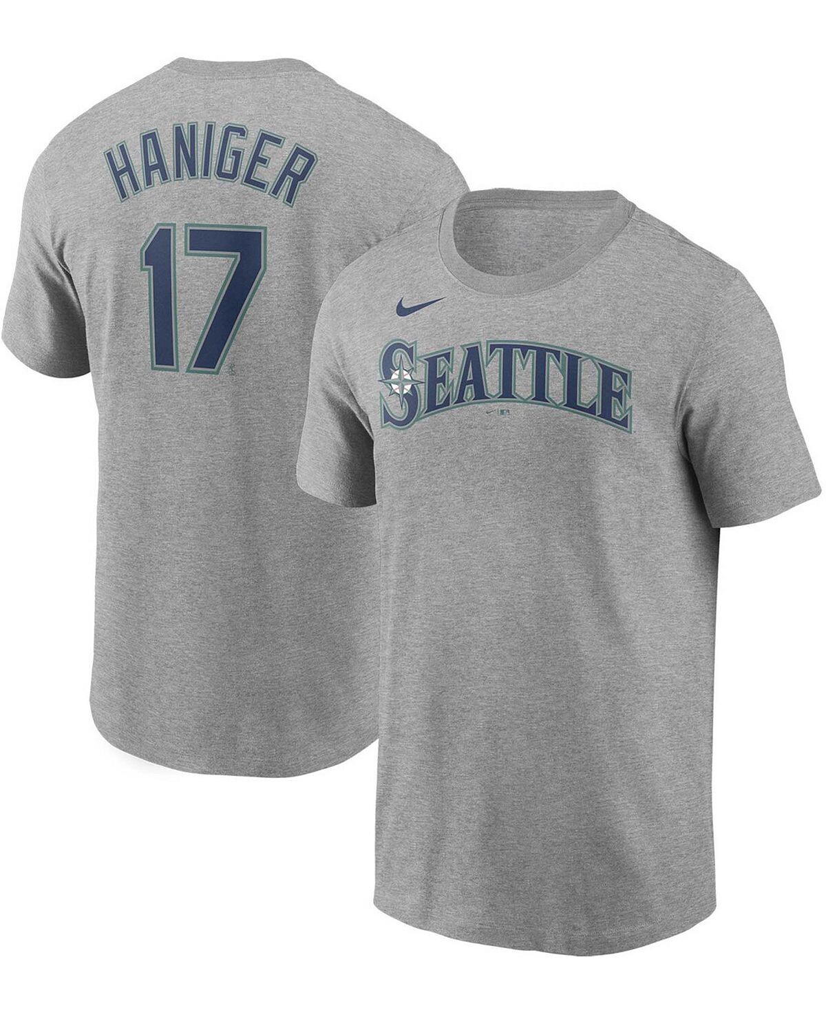 

Мужская футболка mitch haniger grey seattle mariners name number Nike, серый