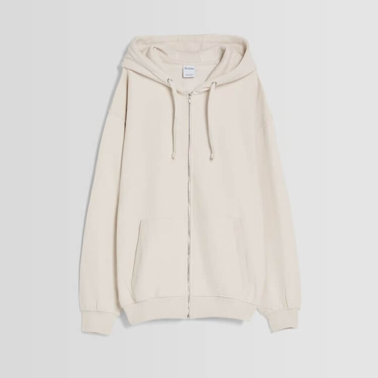 

Толстовка Bershka Zip-up, бежевый