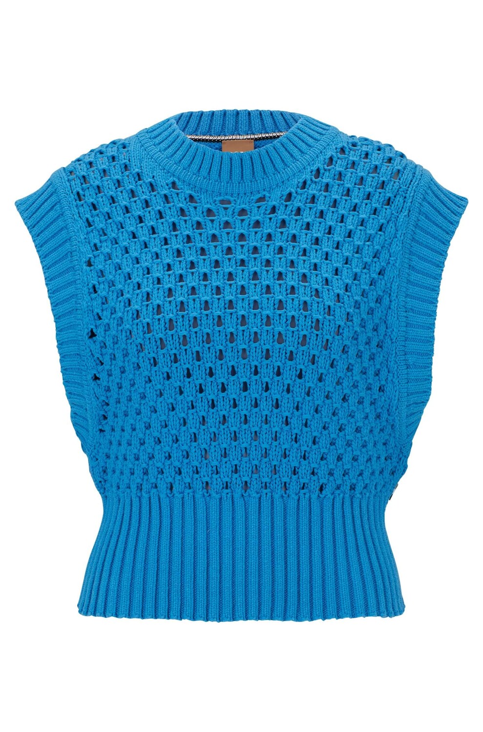 

Жилет Boss Sleeveless Open-knit In A Cotton Blend, голубой