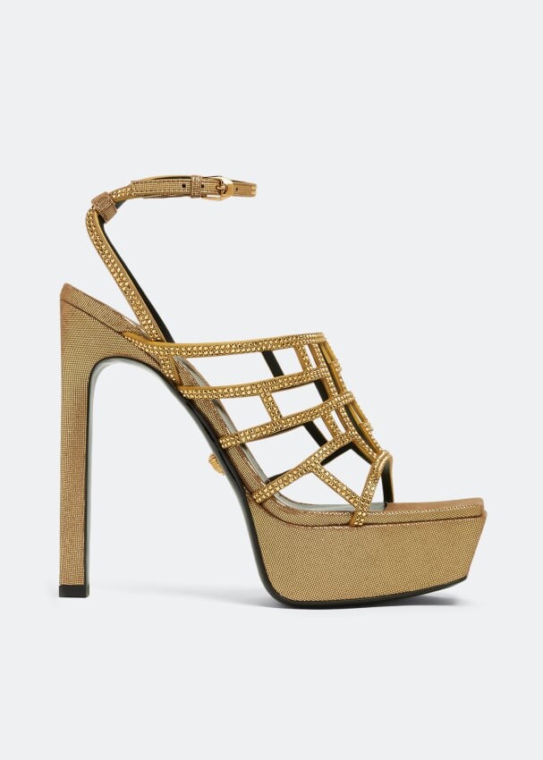 

Сандалии VERSACE Greca Maze platform sandals, золотой