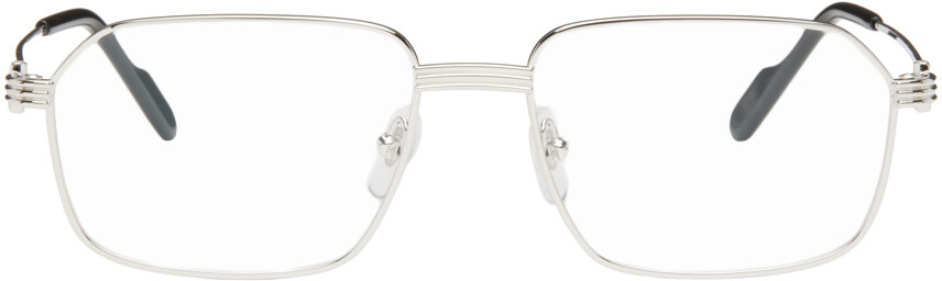 

Серебряные прямоугольные очки Cartier, цвет Silver/Silver/Transparent