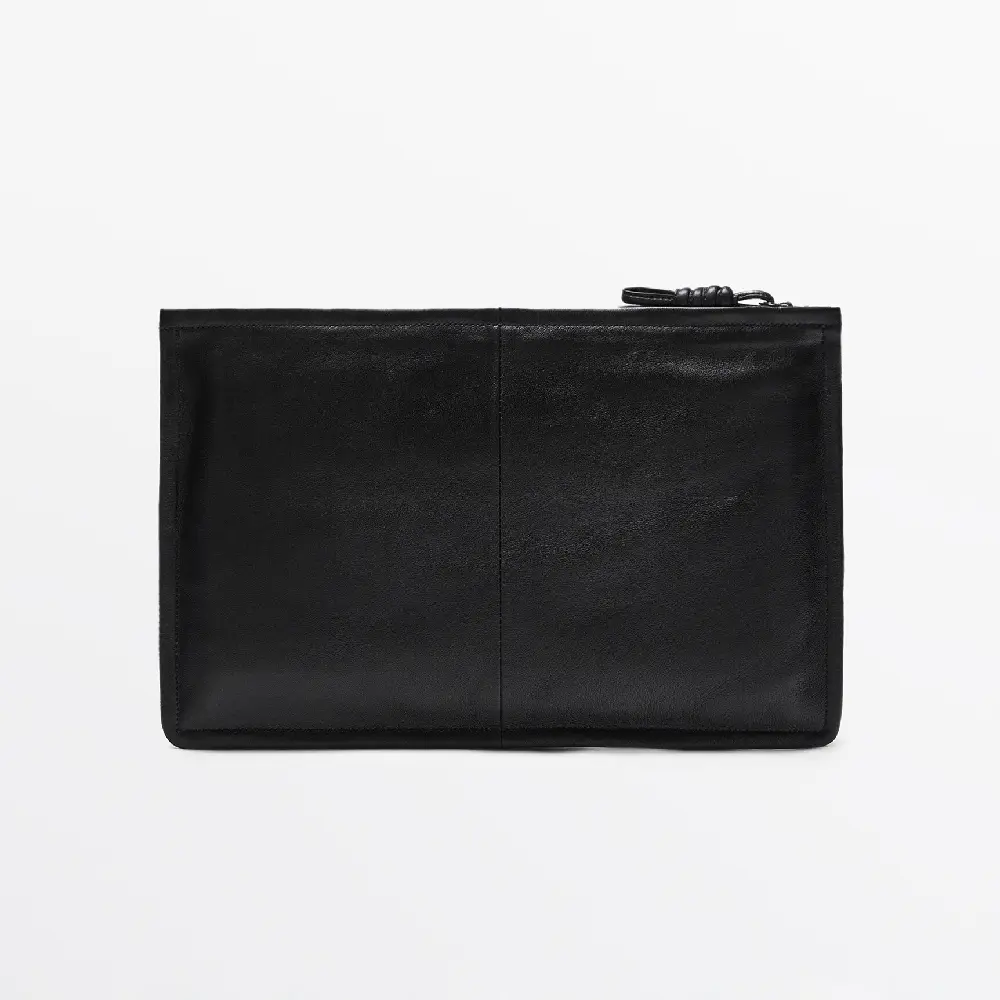 

Клатч Massimo Dutti Nappa Leather With Knot Detail, черный