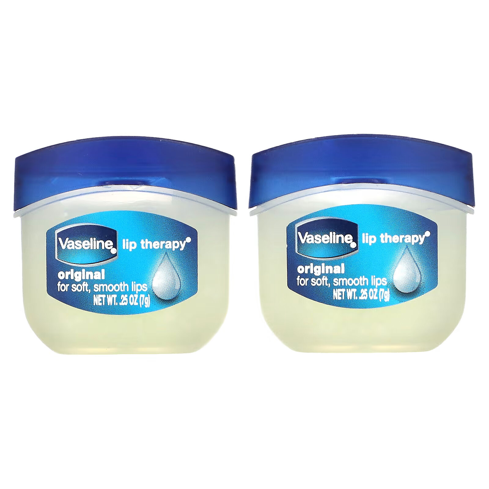 Vaseline, Lip Therapy, оригинальный бальзам для губ, 2 шт. В упаковке, 7 г (0,25 унции) - фото