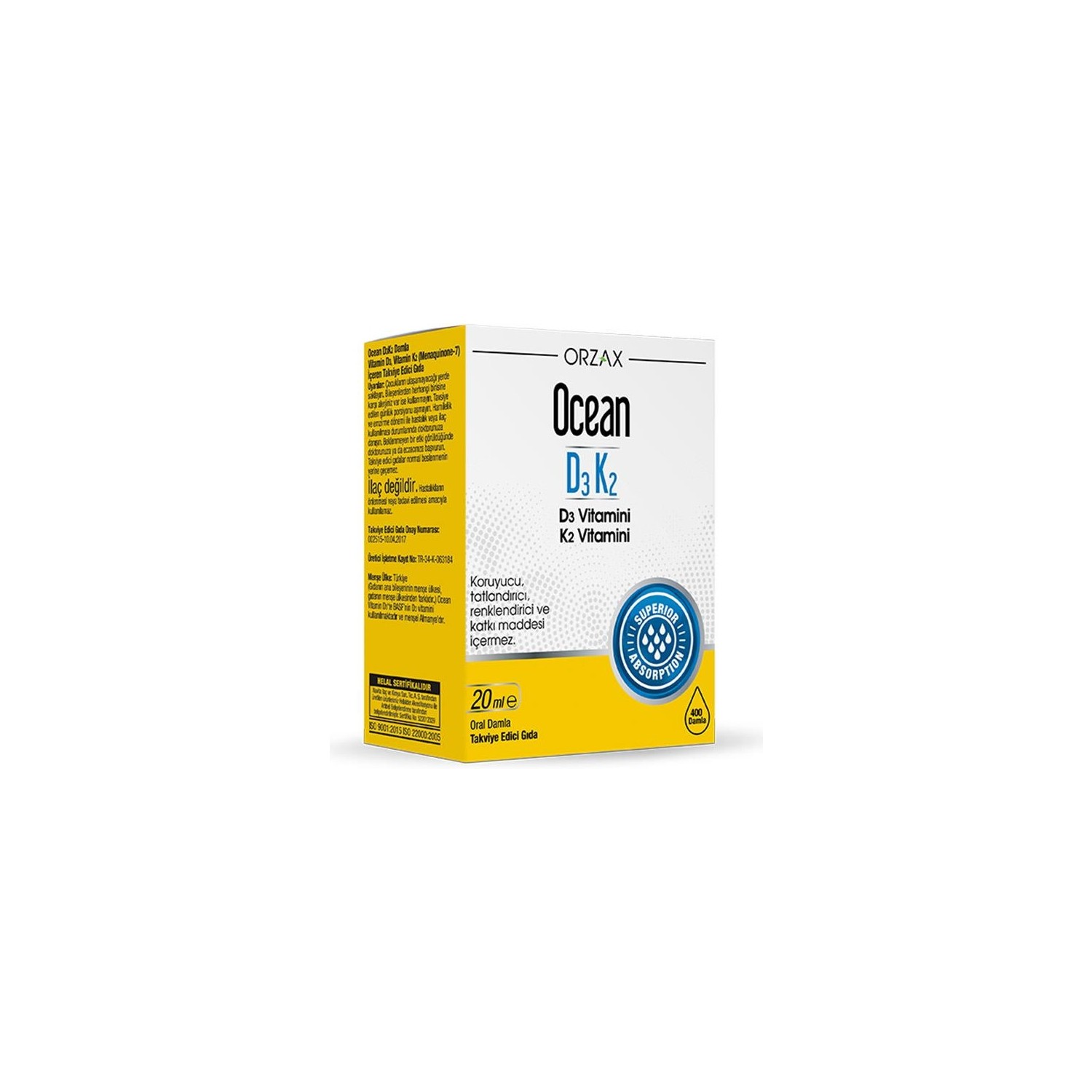 Витаминные капли D3 / K2 Orzax Ocean, 20 мл