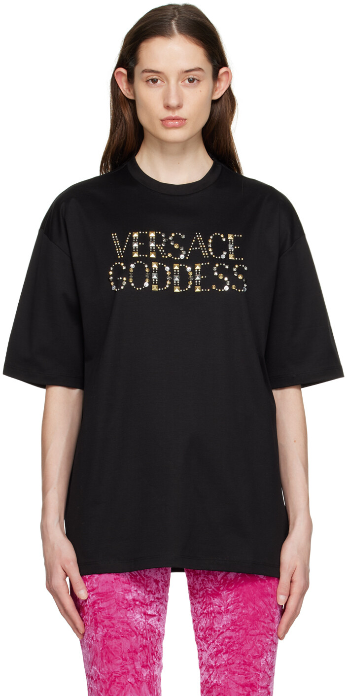 

Черная футболка свободного кроя Versace, Черный, Черная футболка свободного кроя Versace