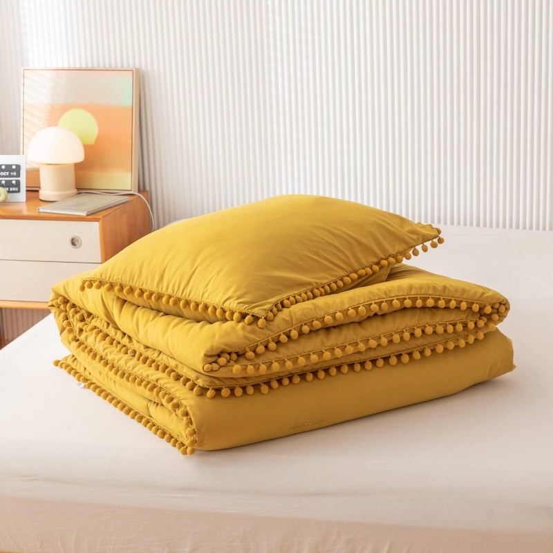 Комплект двуспального постельного белья Yirddeo Queen, 3 предмета, желтый цена и фото