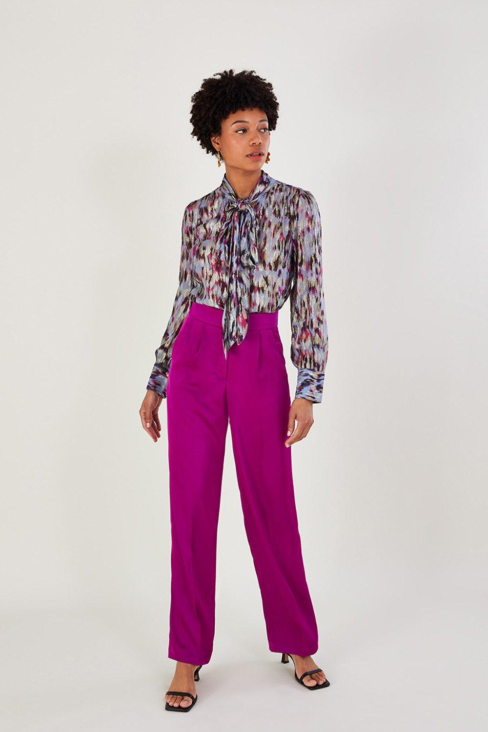Блуза с бантом и металлизированным принтом 'Leo' Monsoon, фиолетовый