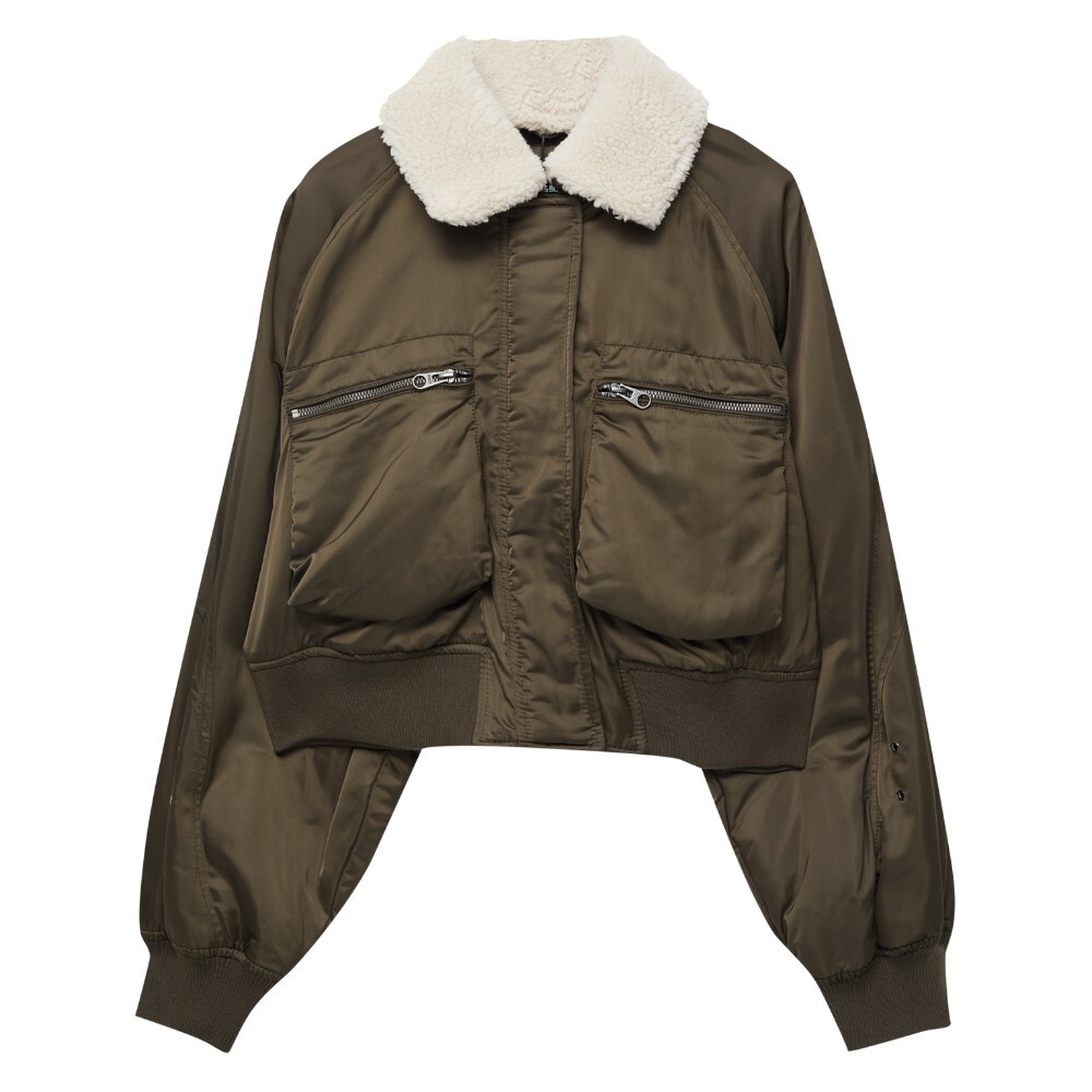 

Куртка Pull&Bear Puffer Aviator Bomber, хаки
