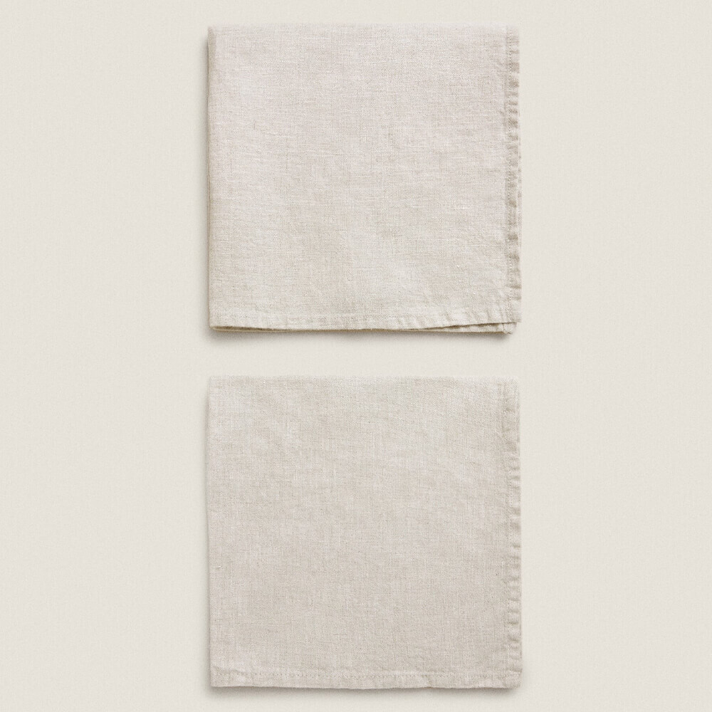 

Комплект салфеток Zara Home Washed Linen, 2 предмета, натуральный