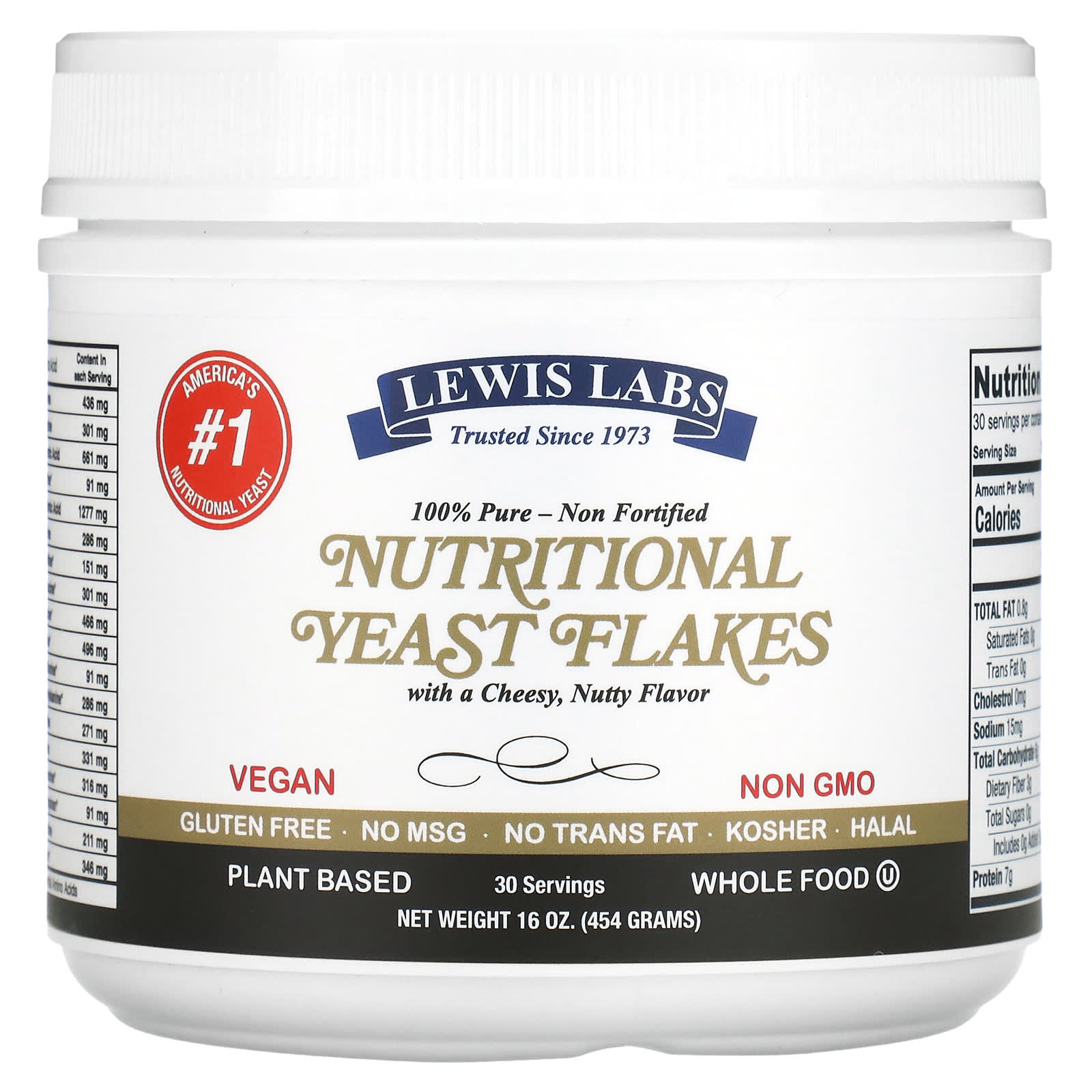 lewis labs nutritional yeast flakes 16 oz 454 g Пищевые Дрожжевые Хлопья Lewis Labs, 454 г