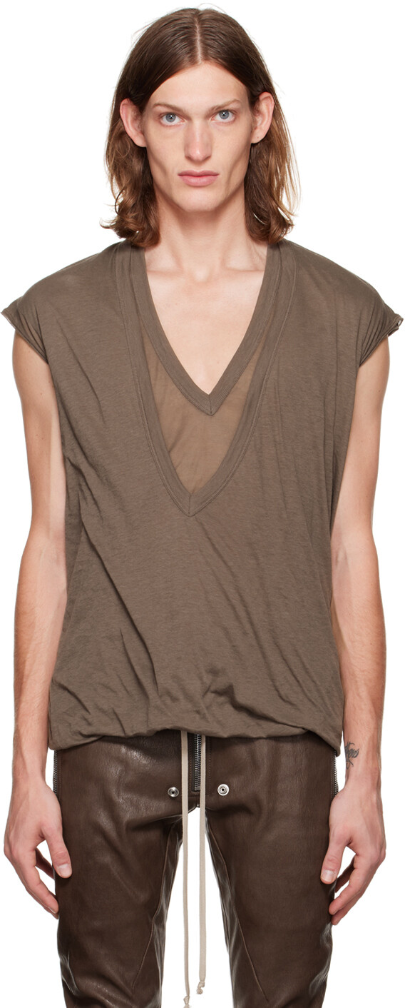 

Серая футболка с двумя ремешками Dylan Rick Owens