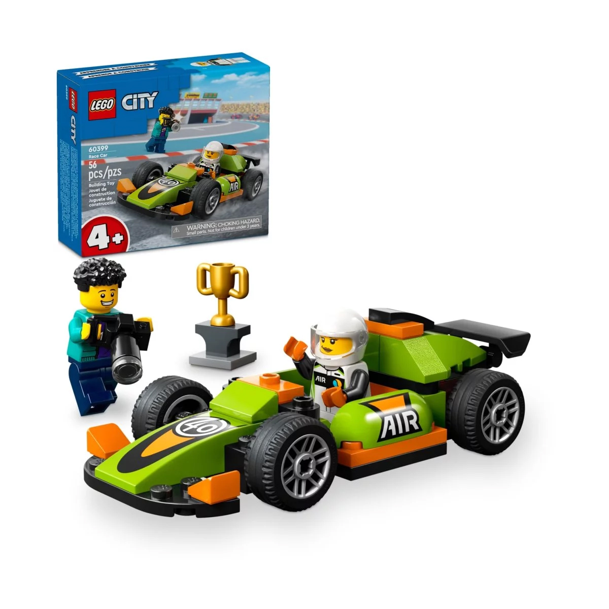 Конструктор Lego City Green Race Car 60399, 56 деталей lego city 4 автомобиль для дорожных работ