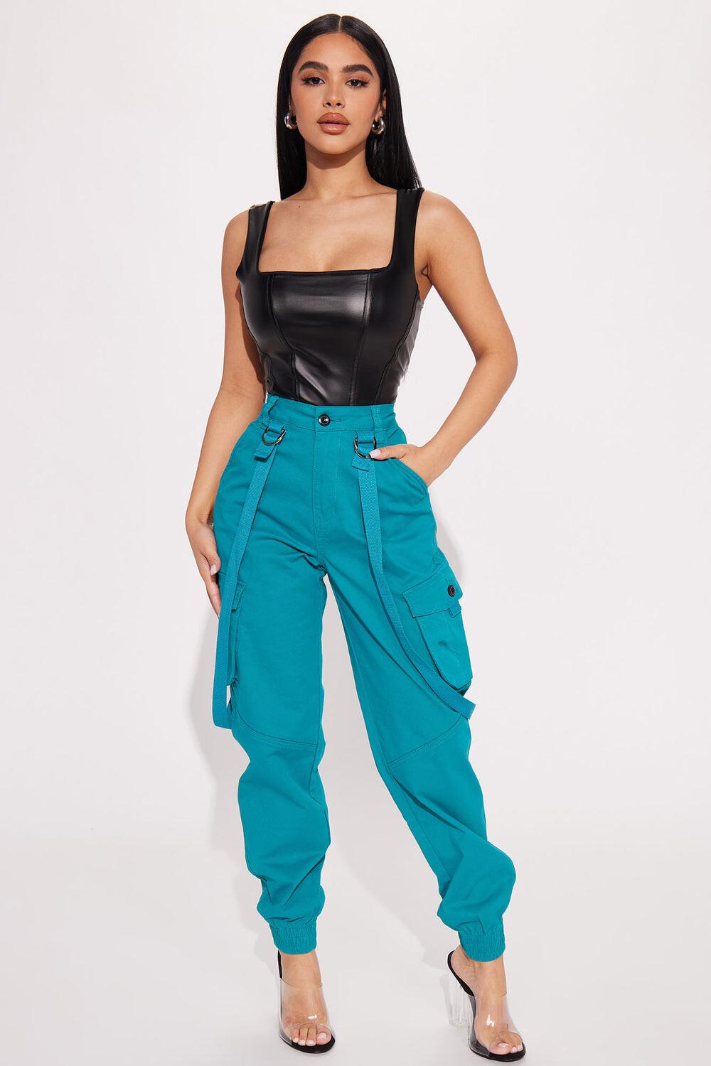 

Брюки карго Fashion Nova RJJ5139, бирюзовый