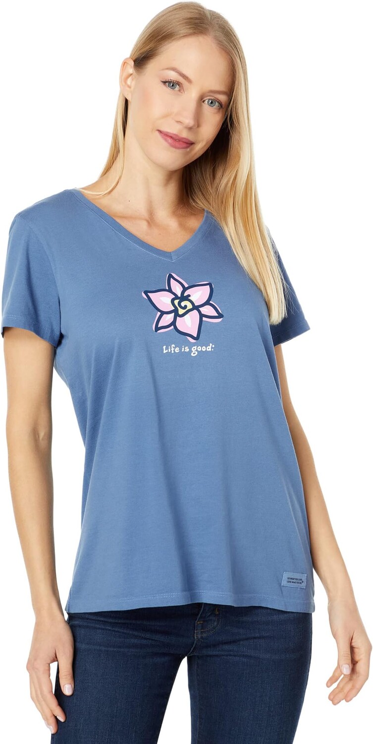 

Футболка Orchid Crusher с короткими рукавами 2005 года Life is Good, цвет Vintage Blue