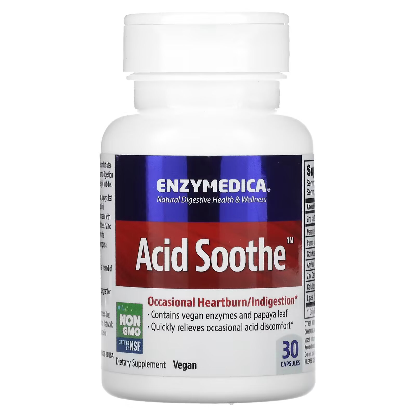 Enzymedica, Acid Soothe, 30 капсул enzymedica chewable acid soothe ягодное средство 30 жевательных таблеток