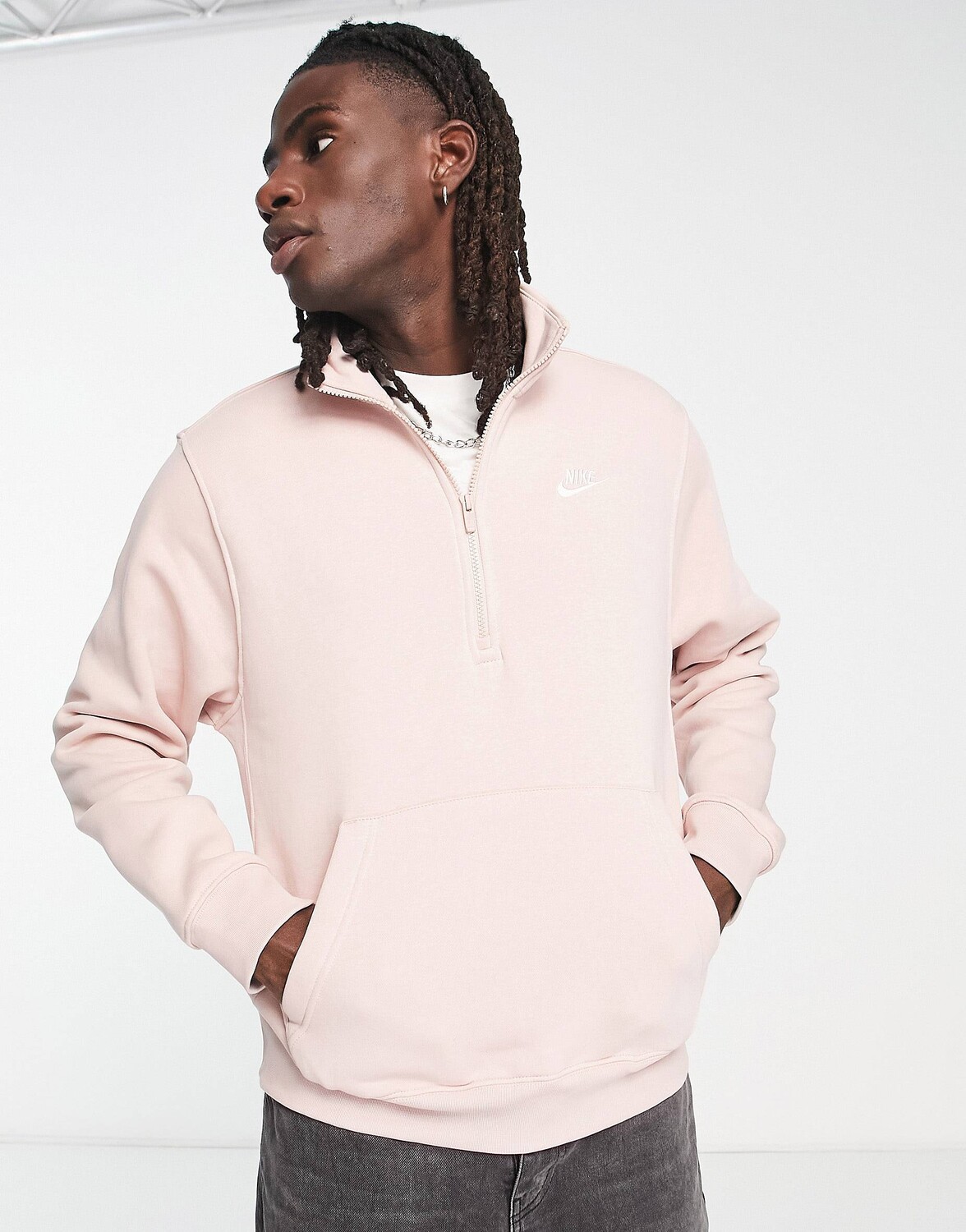 

Розовый оксфордский флисовый топ на молнии до половины Nike Club
