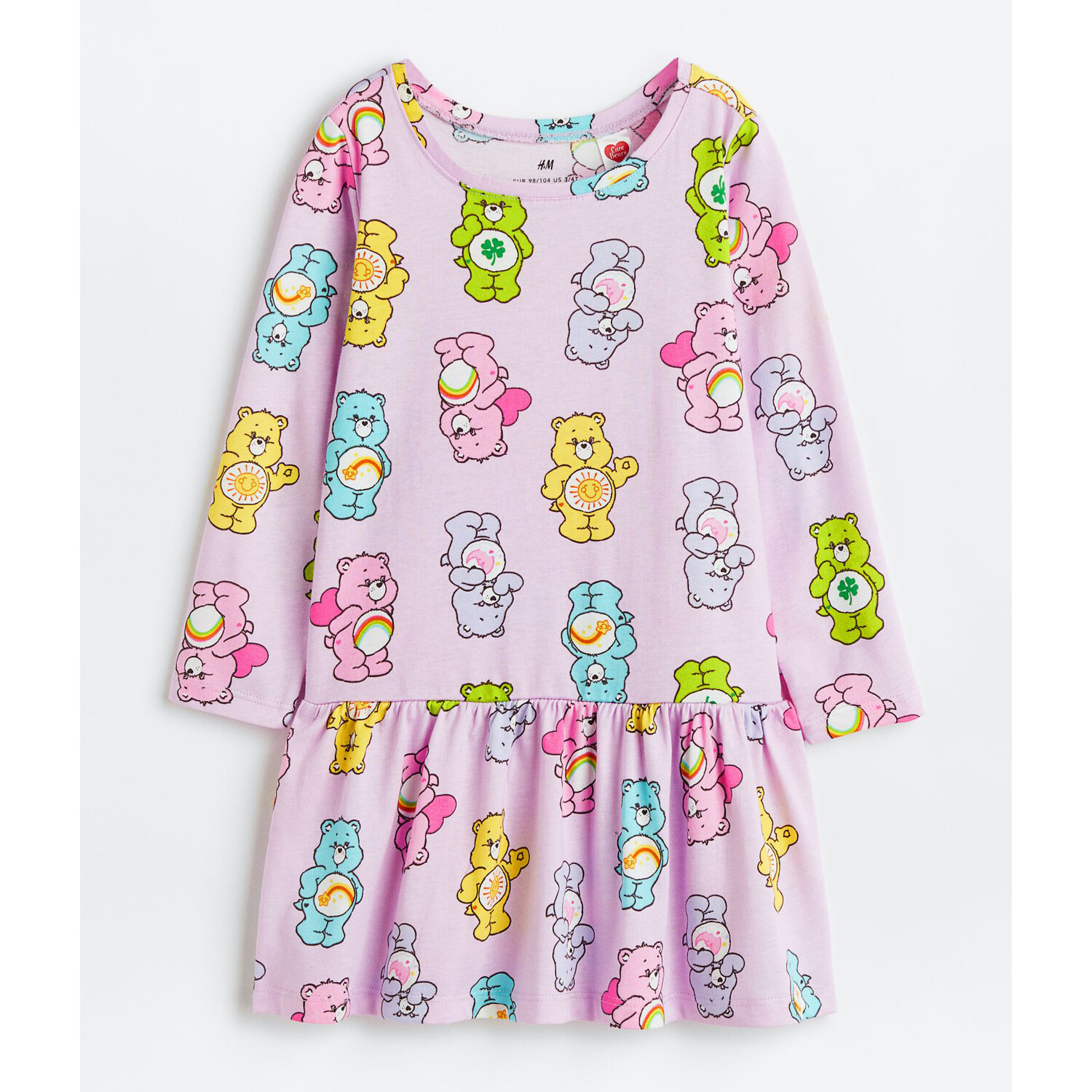 

Хлопковое платье с рисунком H&M Care Bears, светло-фиолетовый