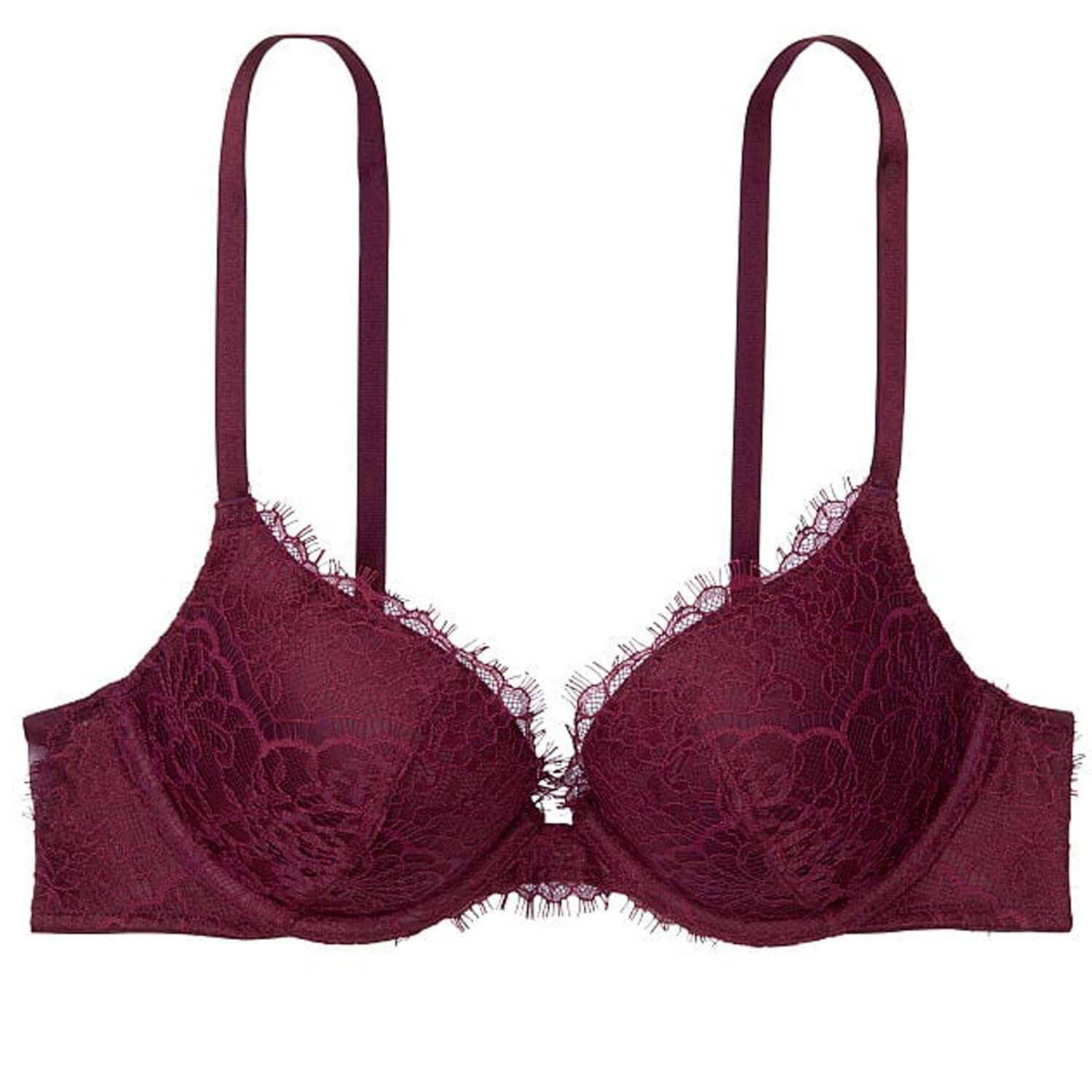 

Бюстгальтер пуш-ап из кружева и бархата Victoria's Secret Dream Angels, темно-бордовый