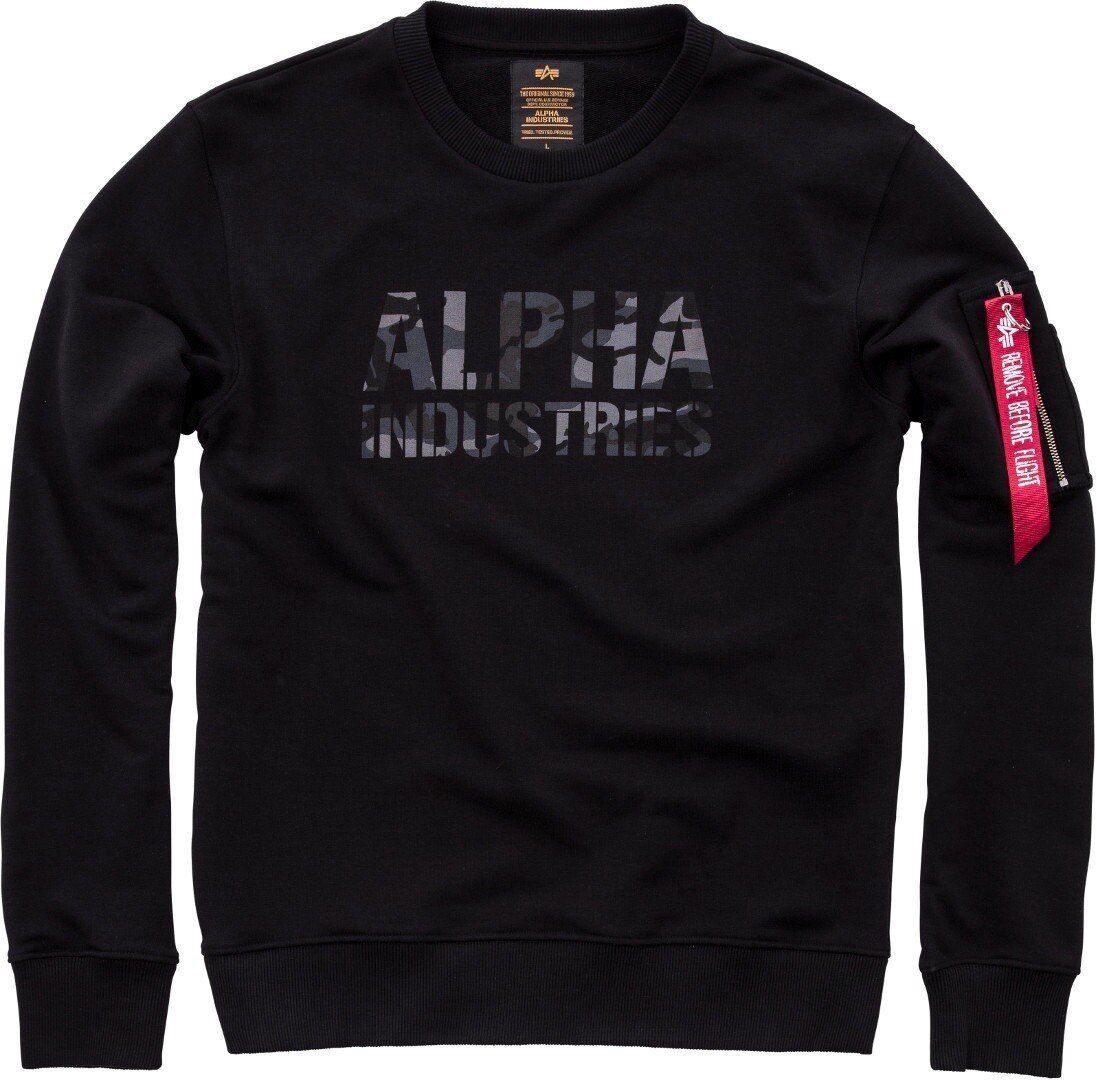 

Толстовка Alpha Industries Camo Print, черно-черная, Черный