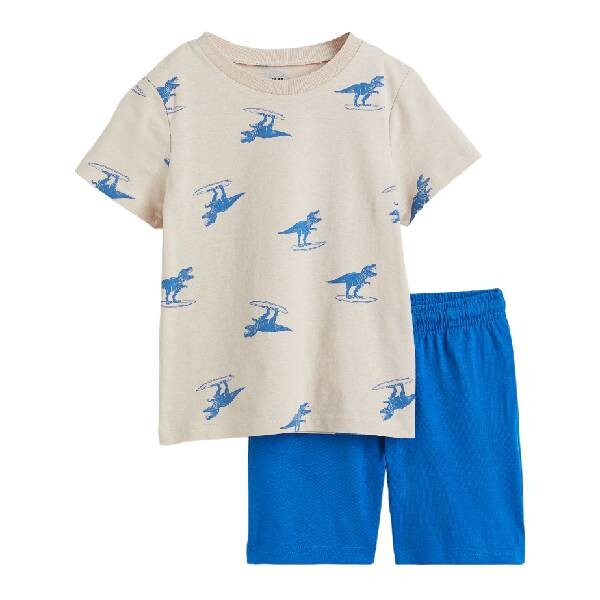 

Комплект H&M Dinosaurs, 2 предмета, ярко-синий/бежевый