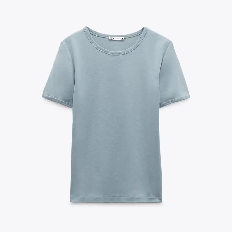 

Футболка Zara Ripped Faded-effect, голубой