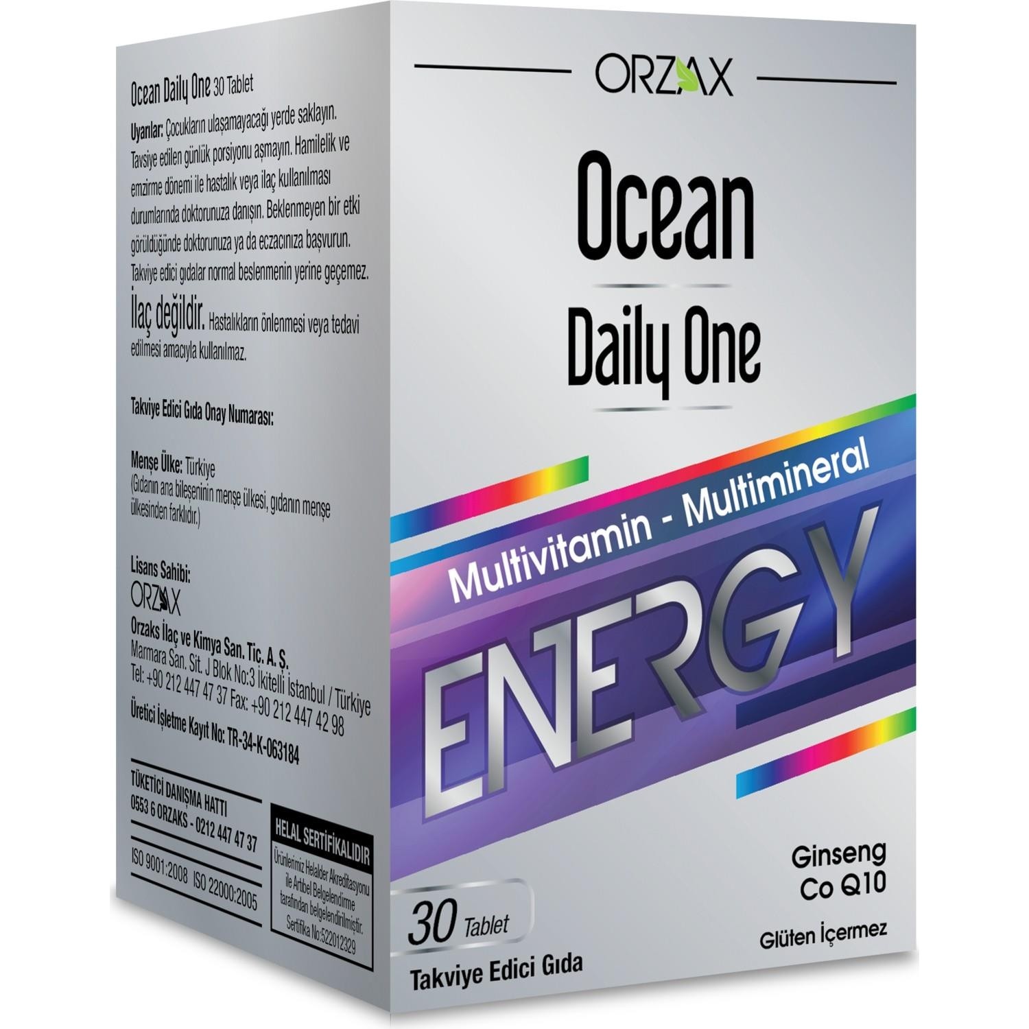 Пищевая добавка Orzax Ocean Daily One Energy, 30 таблеток пищевая добавка orzax daily one energy 30 таблеток гель для умывания лица 100 мл