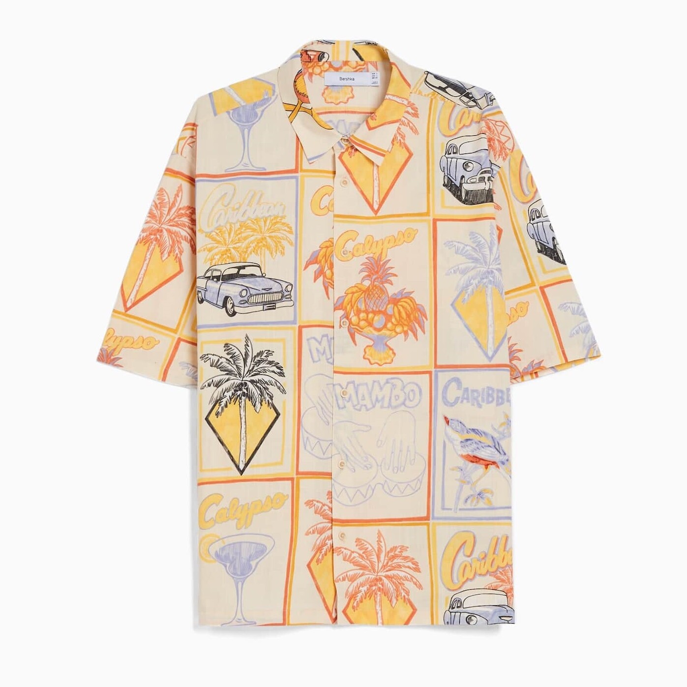 

Рубашка Bershka Rustic Print Short Sleeve, мультиколор