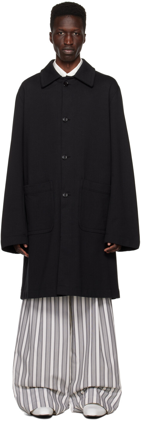 

Черное пальто на пуговицах Dries Van Noten, Черный