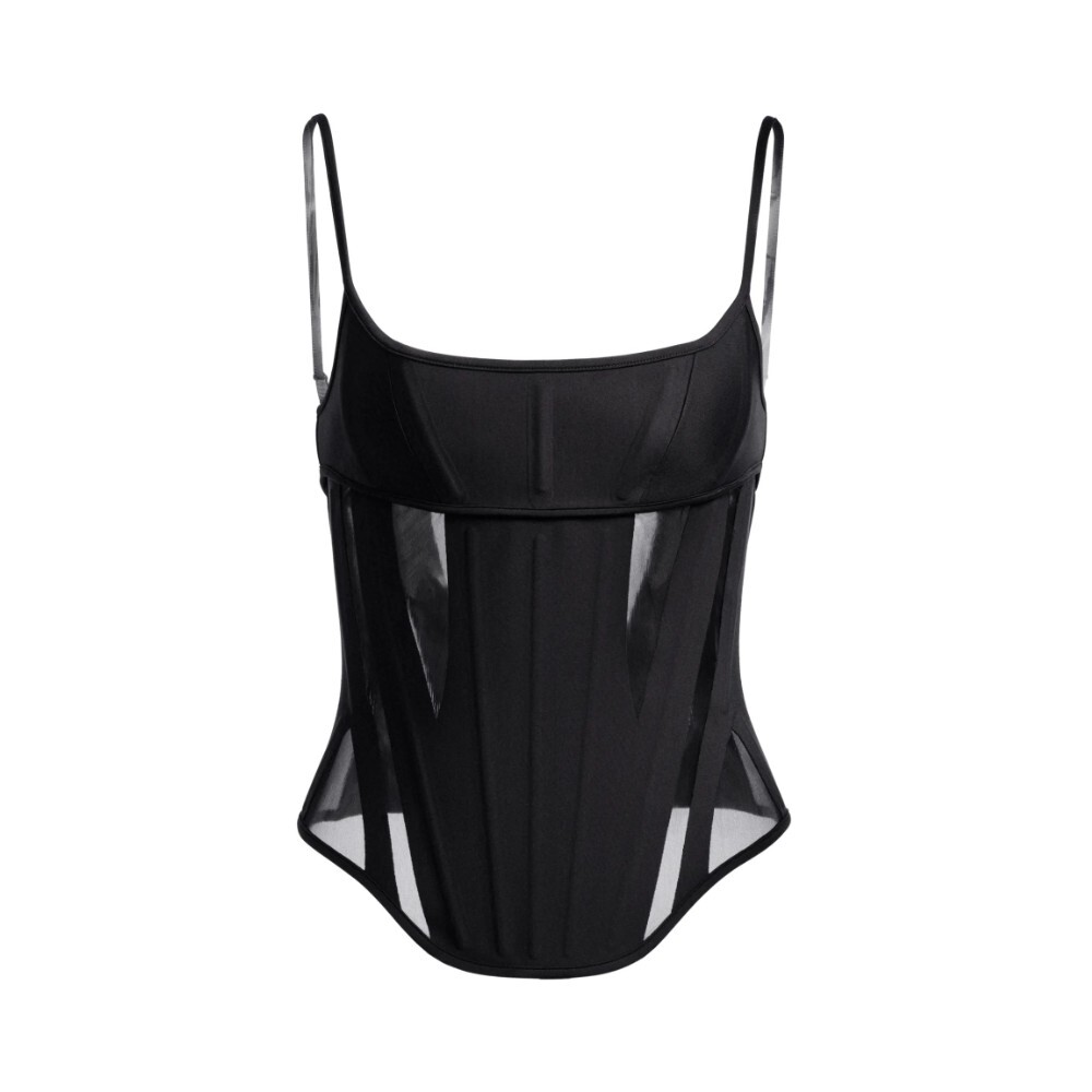 

Корсетный топ с сетчатыми вставками Mugler H&M, черный