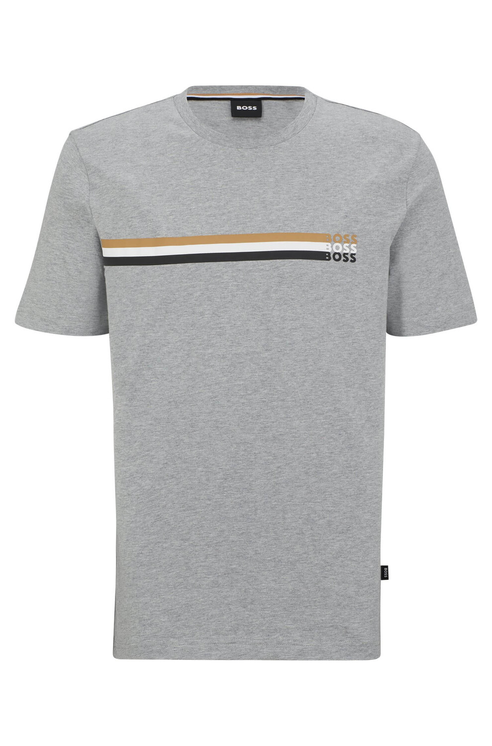 

Футболка Boss Cotton-jersey With Signature-stripe Logo Print, серый