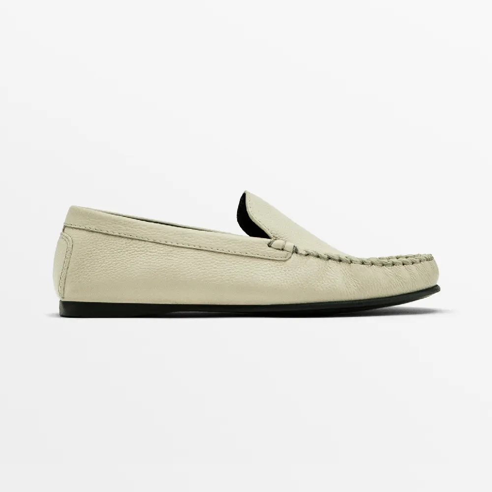 

Лоферы Massimo Dutti Leather, кремовый