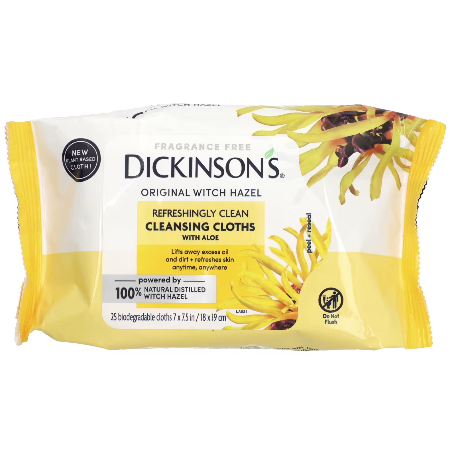 Оригинальные освежающе чистые очищающие салфетки гамамелиса без запаха, 25 салфеток Dickinson Brands