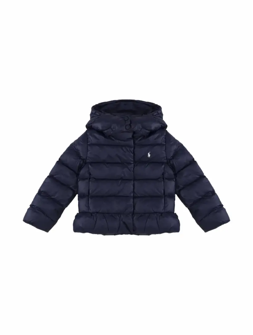 Стеганый пуховик с логотипом Ralph Lauren, тёмно-синий