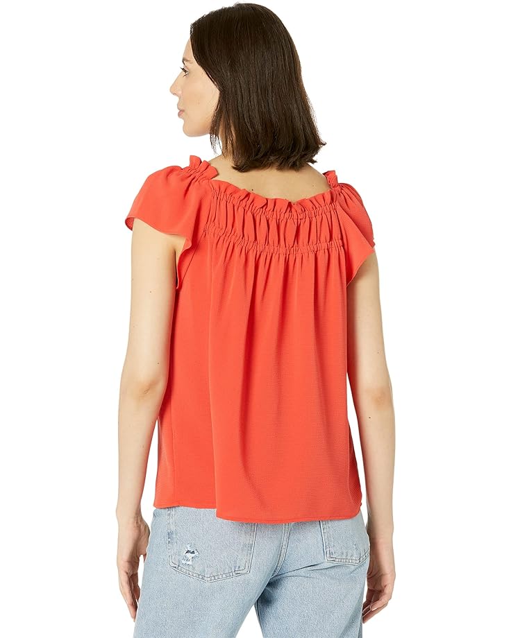 блуза cece puff sleeve square neck blouse цвет soft ecru Блуза CeCe Short Sleeve Square Neck Blouse, цвет Poppy Red