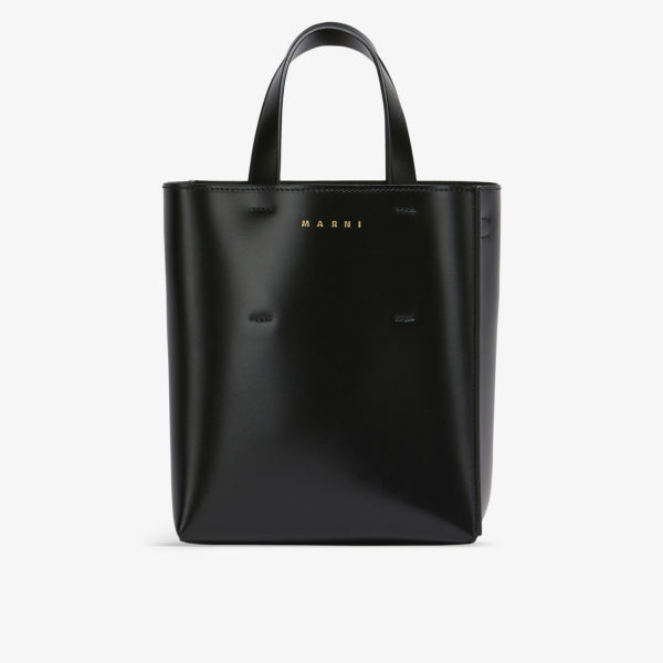 Кожаная сумка-тоут Museo с фирменным принтом Marni, черный цена и фото