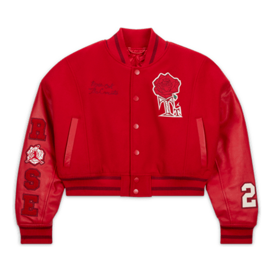 

Куртка (WMNS) Air Jordan x Teyana Taylor Varsity Jacket Asia Sizing 'Gym Red', красный