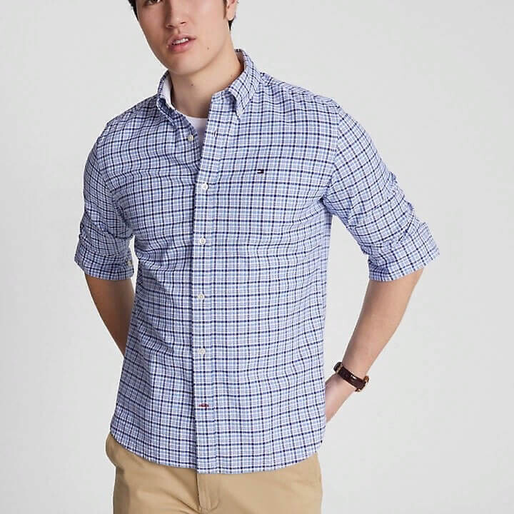 

Рубашка в клетку Tommy Hilfiger Classic Fit Oxford, синий/белый