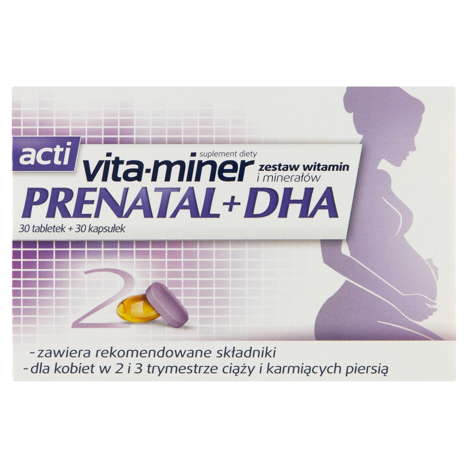 vita miner prenatal биологически активная добавка 60 таблеток 1 упаковка Acti Vita-Miner Prenatal DHA биологически активная добавка, 30+30 таблеток/1 упаковка