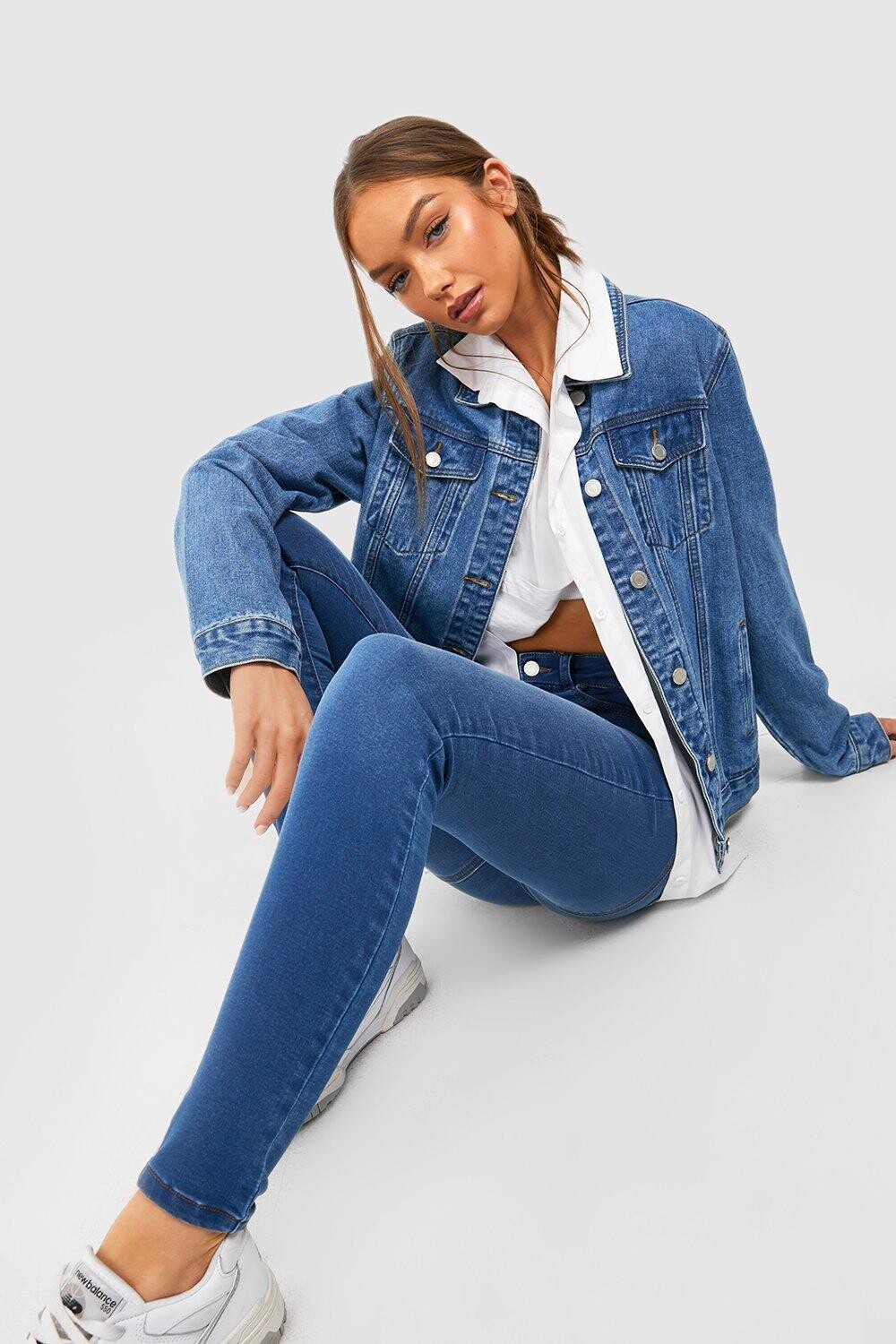 

Джинсы скинни с высокой посадкой bum shaping Boohoo, синий