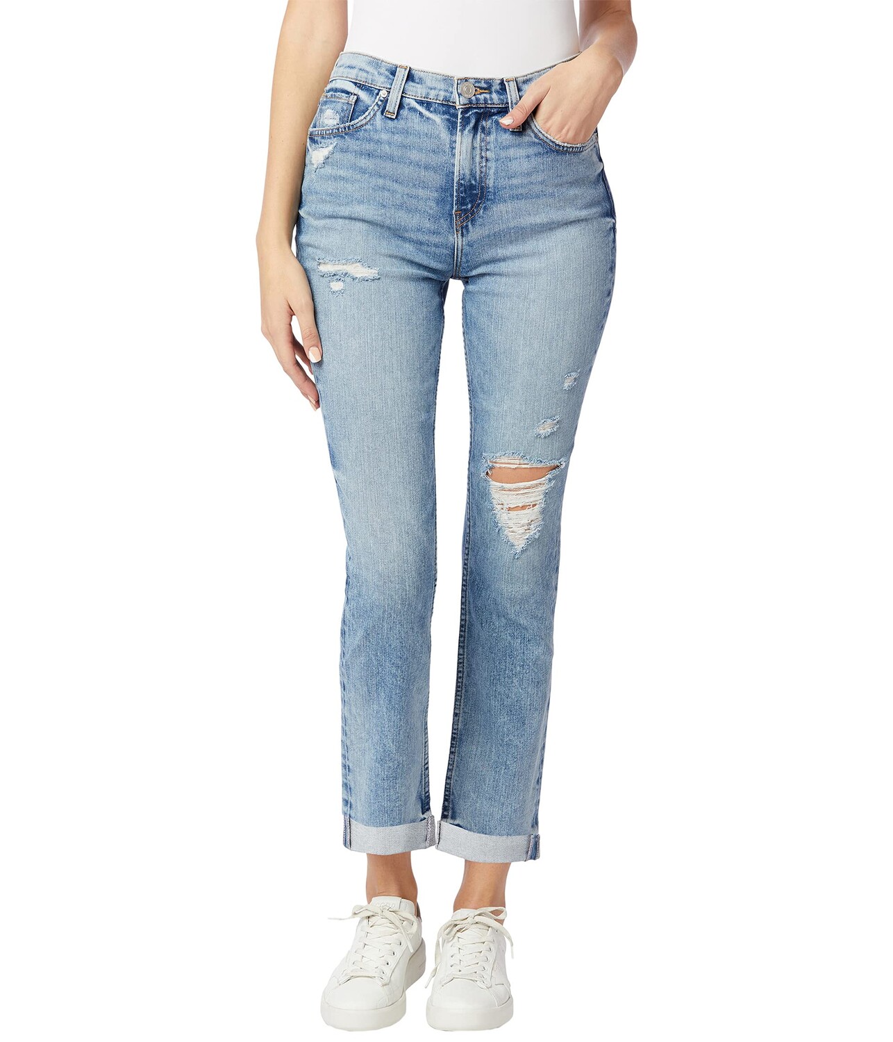 

Джинсы Hudson Jeans, Holly High-Rise Straight Crop in Blue Swan