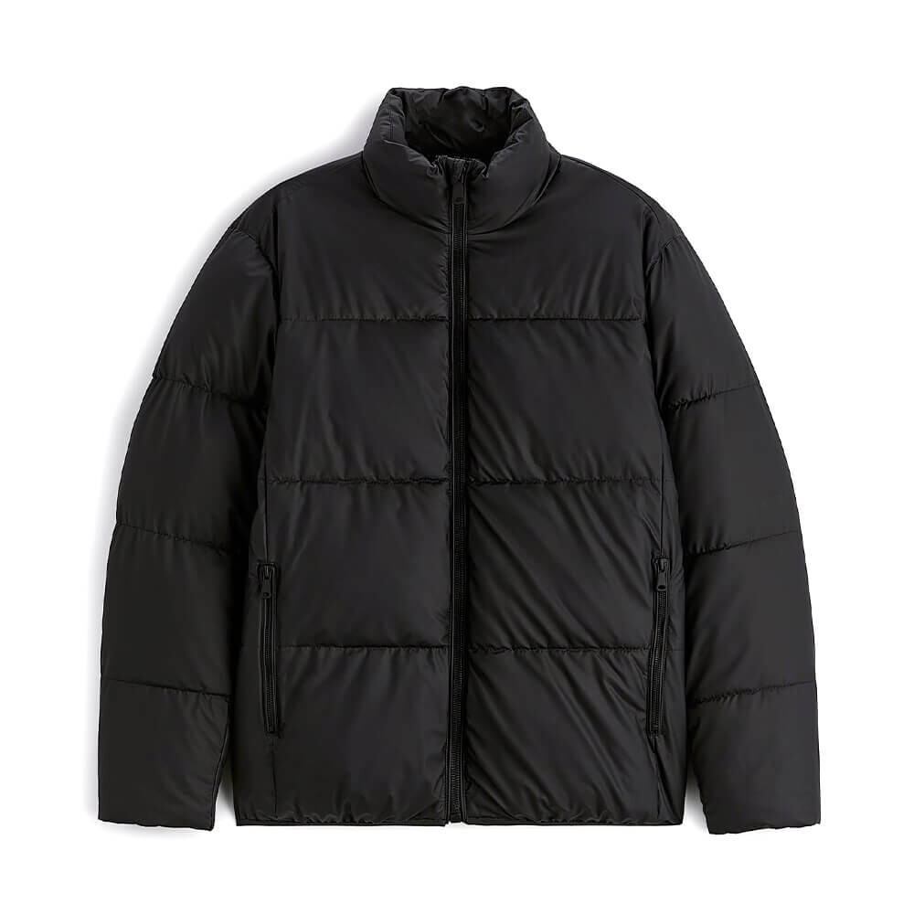 Куртка Zara Rubberised Puffer, чёрный