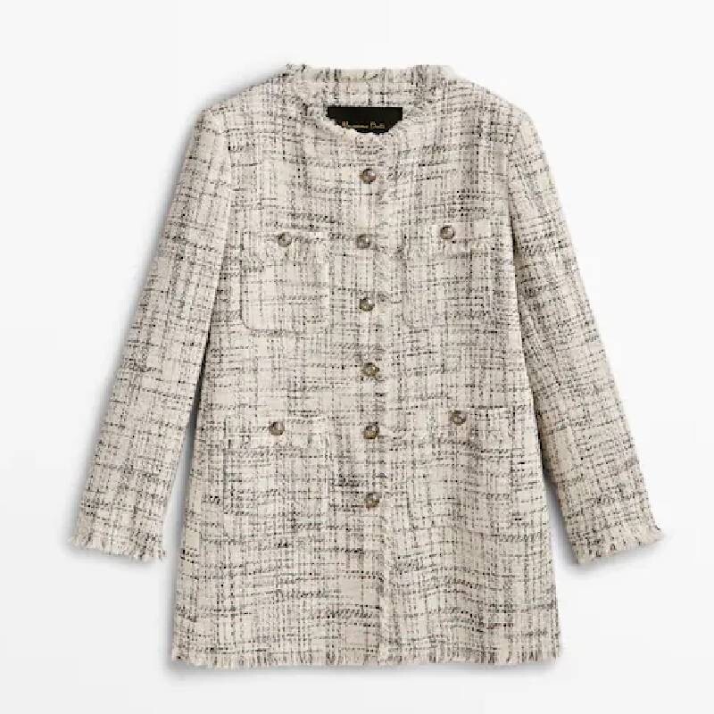 

Жакет Massimo Dutti Long With Golden Buttons, белый