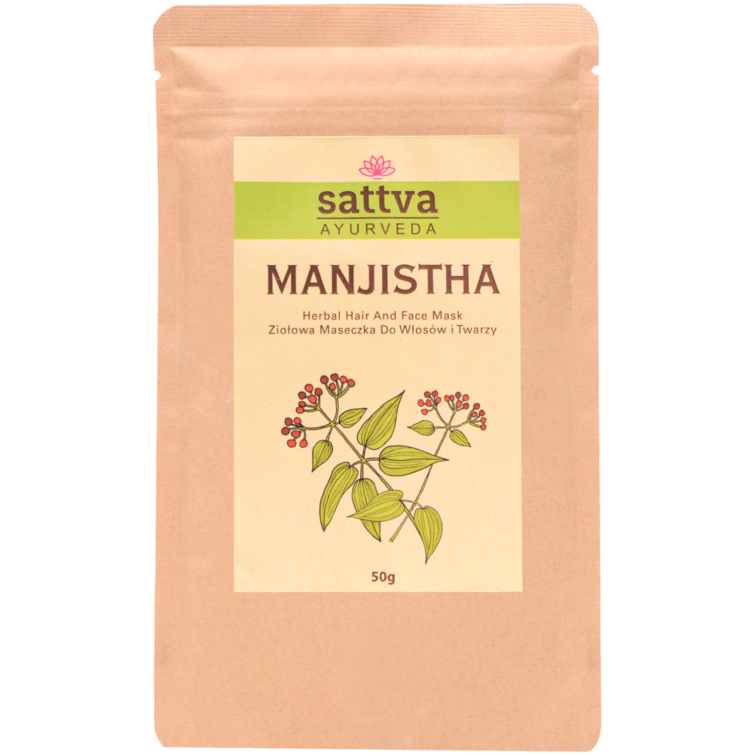 Sattva Manjistha травяная маска для лица и волос, 50 ​​г sattva травяная маска ним для волос и лица 100г