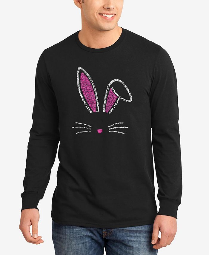 Мужская футболка с длинными рукавами и кроличьими ушками Word Art LA Pop Art, черный nems игрушка кролик с поднимающимися ушами 28см