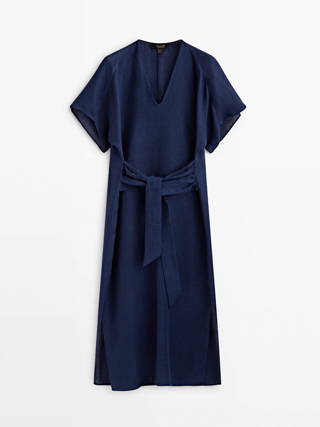 

Платье-миди Massimo Dutti Linen With Tie Detail, синий
