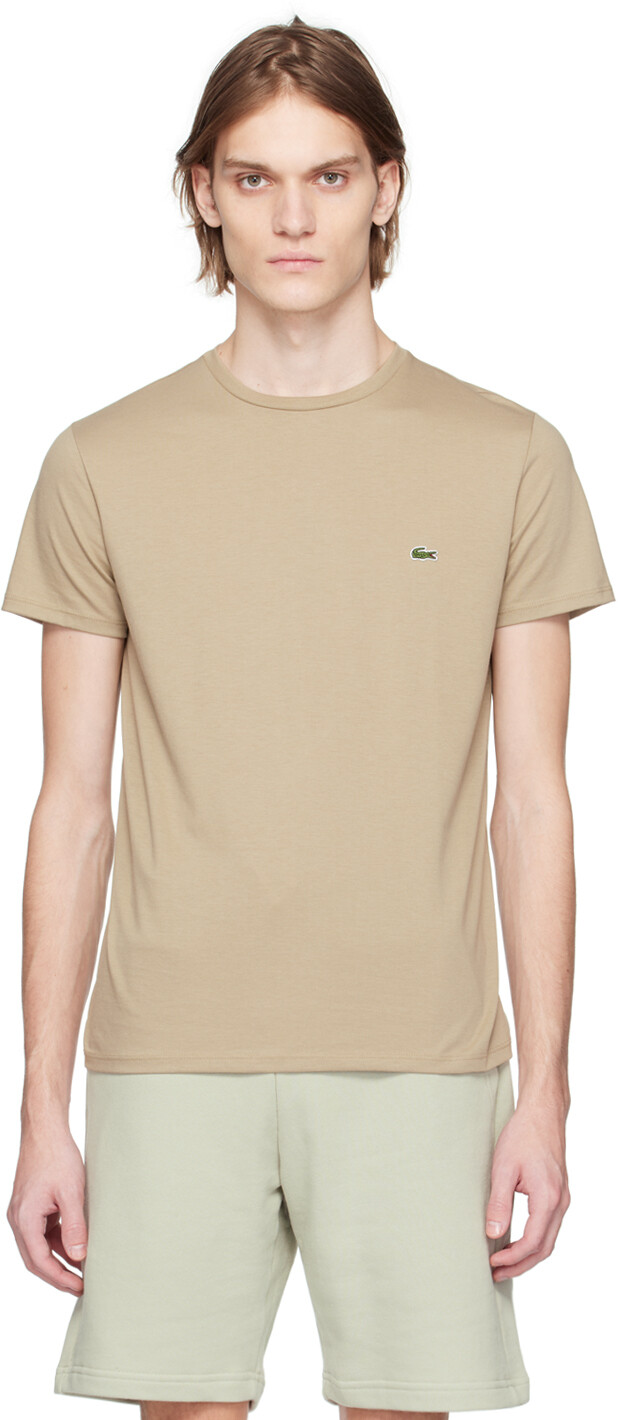 

Серо-коричневая футболка с круглым вырезом Lacoste